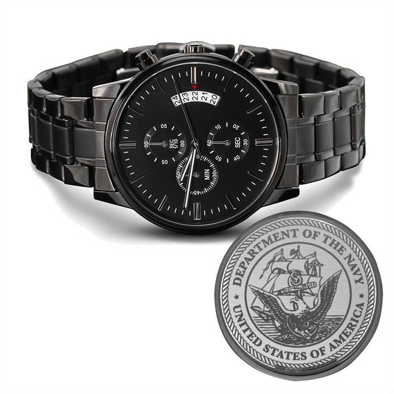 US Navy Black Chronograph Watch