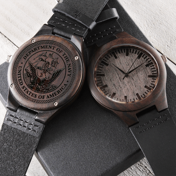 Engraved Wooden Watch - US Navy Man's Watch