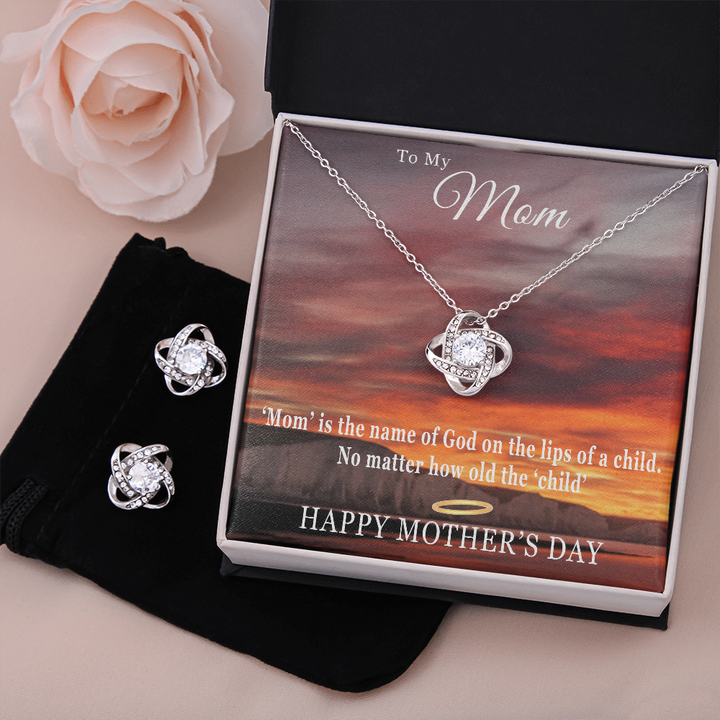 Mother's Day Gift-Lips of a Child-Sunset-Love Knot Necklace & Earring Set
